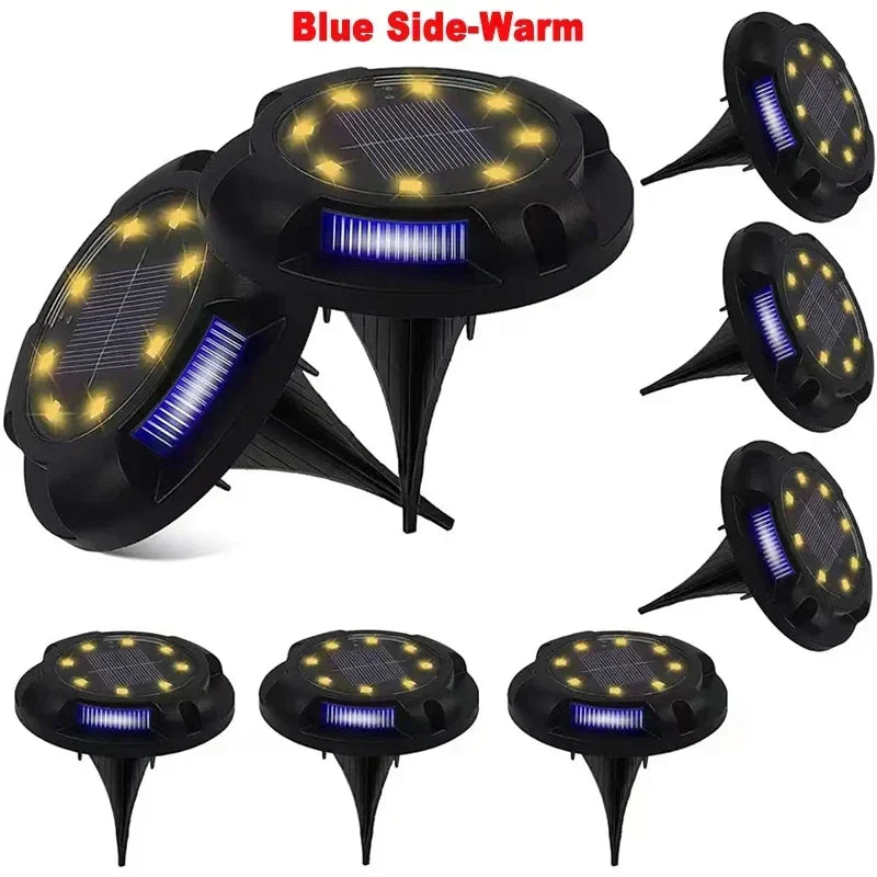 Carvallo GroundGlow 12 Solarbelysning 12 LEDs | Rostfritt stål IP65 | Automatisk skymningssensor | För trädgård, terrass & väg belysning