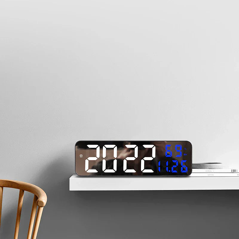 LED Digital Väggklocka med Temperatur- och Luftfuktighetsdisplay