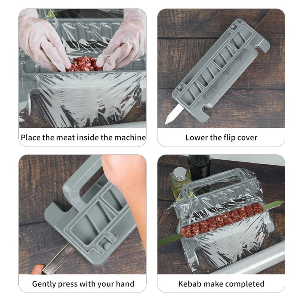 Carvallo-Spetsmaskin GrillMaster SkewerPro | BBQ-Spettpress av ABS | Enkla kött- och grönsaksspett | Återanvändbar och lätt att rengöra