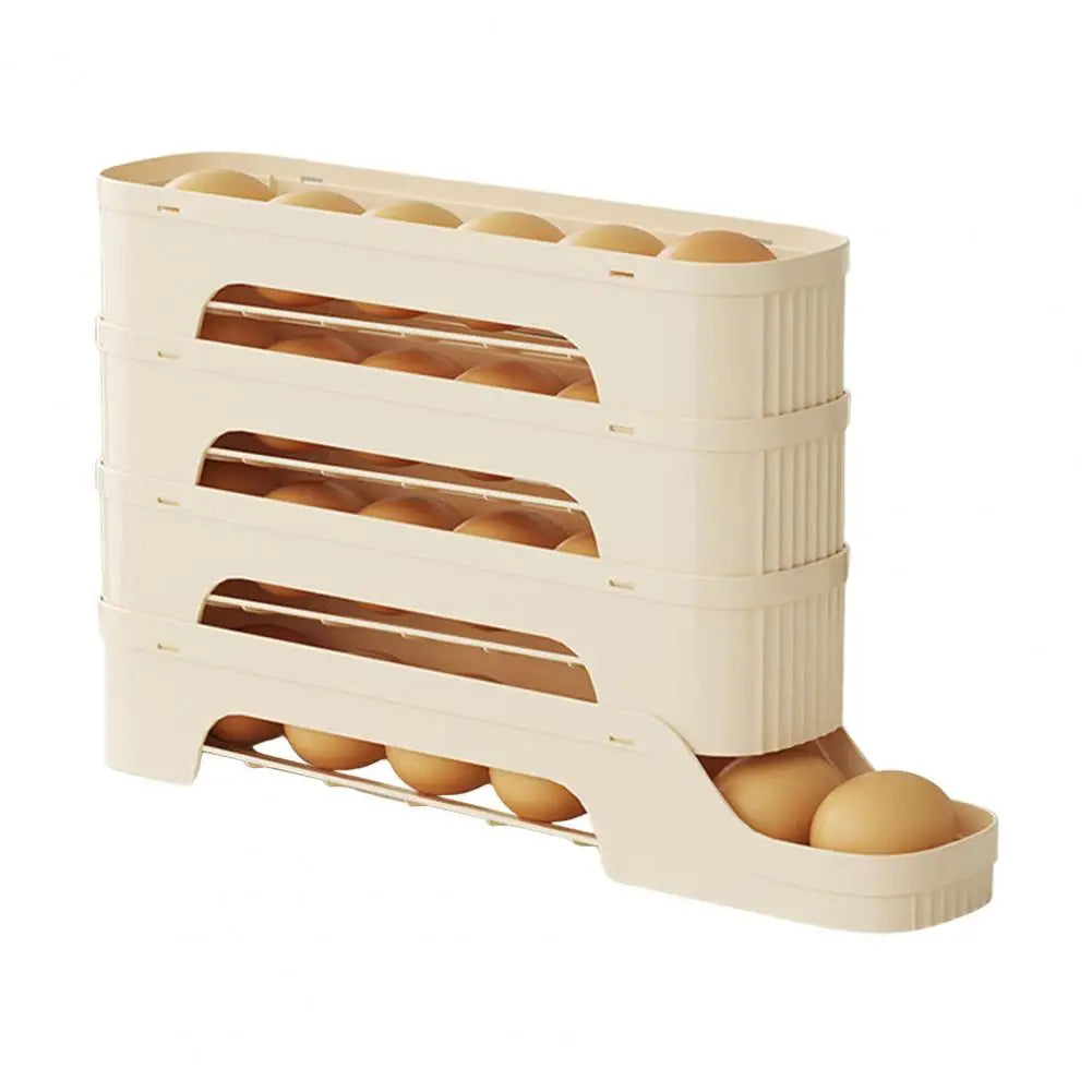 Carvallo RolloMaxx | 4-lagers äggorganisatör | Platsbesparande & Självrullande | Transparent design