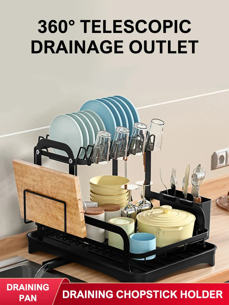 Royallure 2-Tier Diskställ med Rännkorg Kök Bänkskivor Skål Organisatör