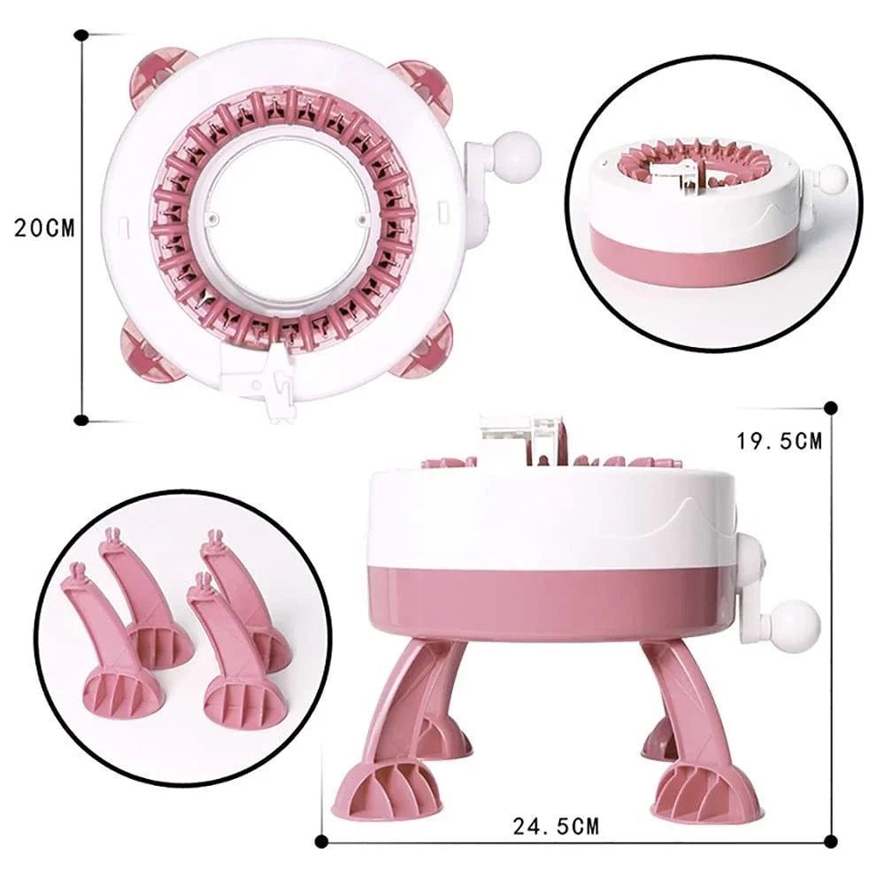 Carvallo Stickmaskin | 22 Nålare | Automatiskt rundstickset för nybörjare & vuxna | Snabbstickare med tillbehör