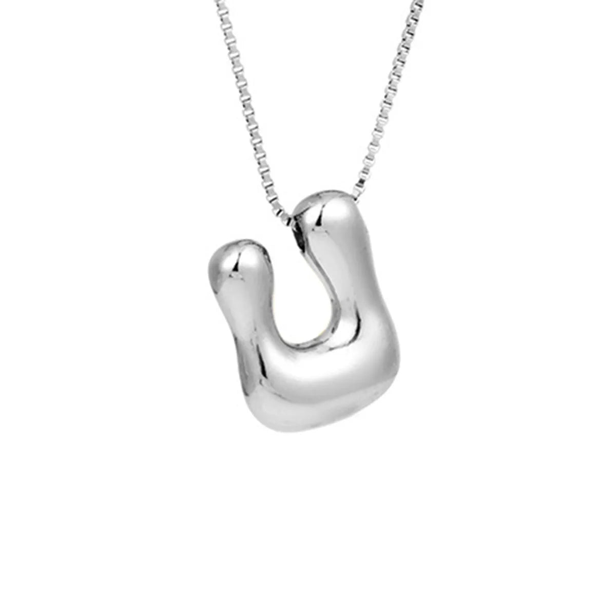 Royelux A-Z Ballong Bubbel Bokstav Hänge Halsband – Silver Chunky Initial Smycken