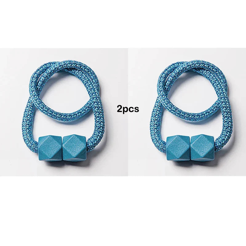 Carvallo gardinstång med magnet | 2-pack | Tjock rep-design & Stark grepp | För vardagsrum, sovrum & kök