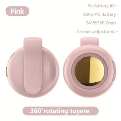 Carvallo Mini-Ventilator utan rotorblad | Tyst &amp; bärbar | Med klämma, 360° vridbar | USB-C uppladdningsbar | För barn, resor &amp; vardag