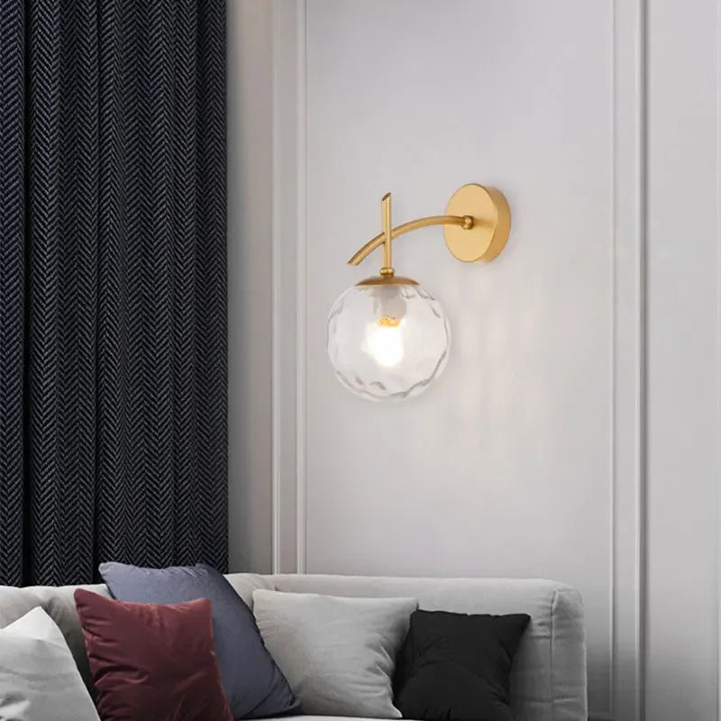 LumiWandlampa - Glaserad Sängrumsbelysning Svart Guld Vägglampa