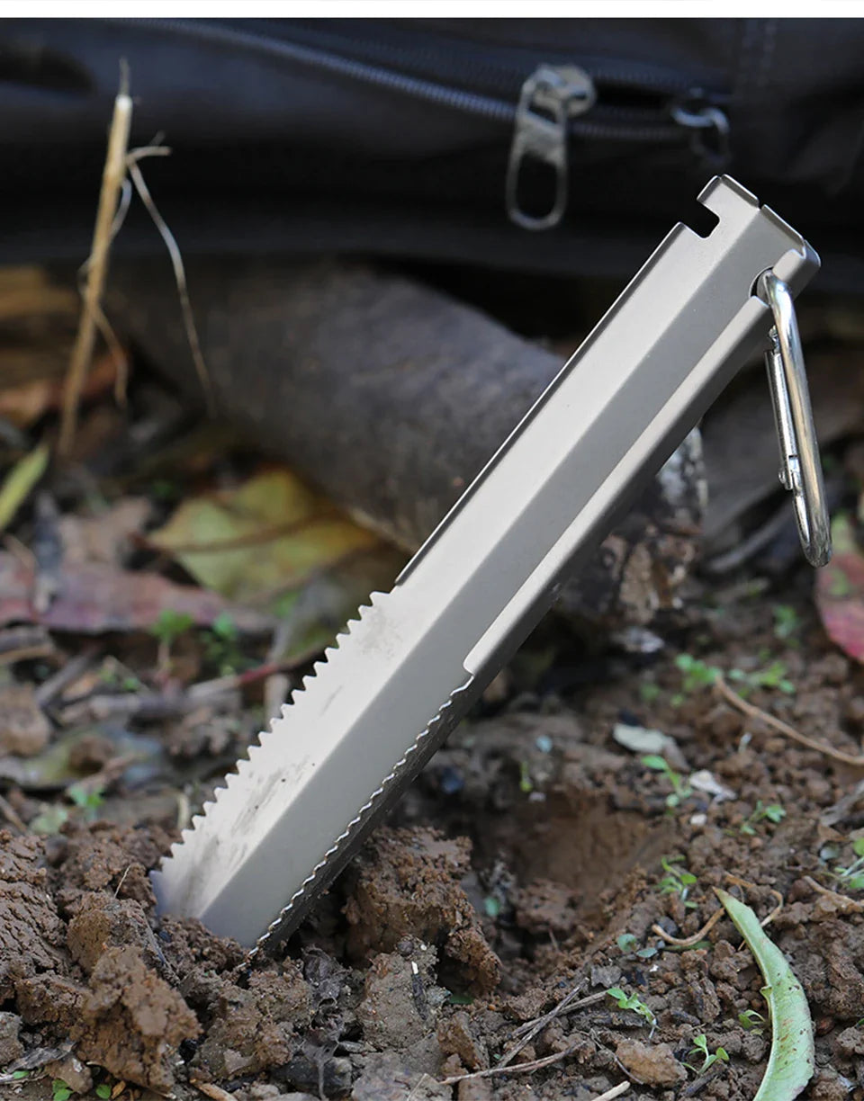 Carvallo EdgeLite Titan-handspade med vågslip & clips | Ultralätt & rostfri | För camping, trädgård & utomhus