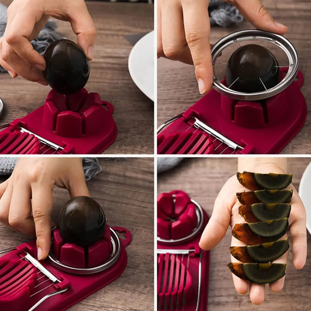 Carvallo DuoSlice | 2-i-1 skärfunktion | rostfritt ståltråd & halkfri bas | För ägg & frukt