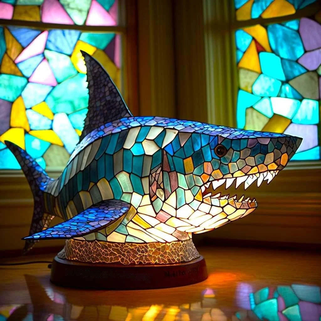 Animal Färgat Glas Bordslampa Ornament