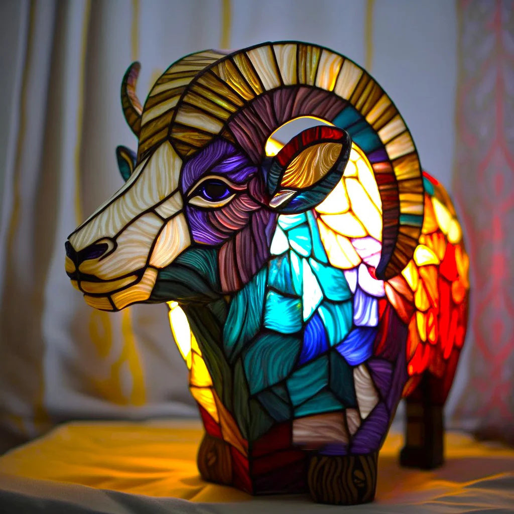 Animal Färgat Glas Bordslampa Ornament