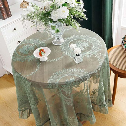 Transparent Spets Rund Blommig Duk
