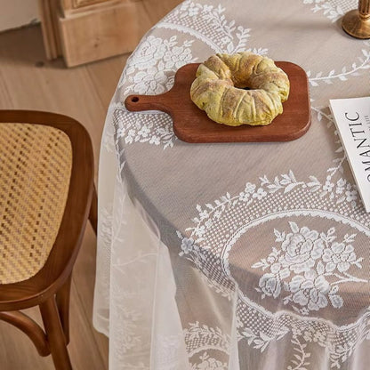 Transparent Spets Rund Blommig Duk