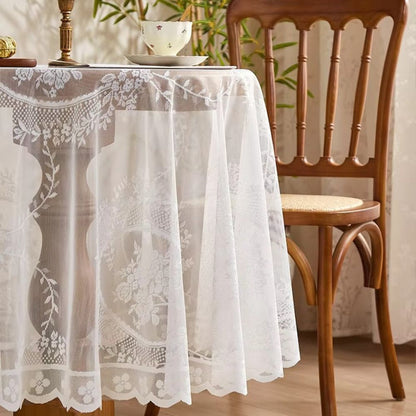 Transparent Spets Rund Blommig Duk