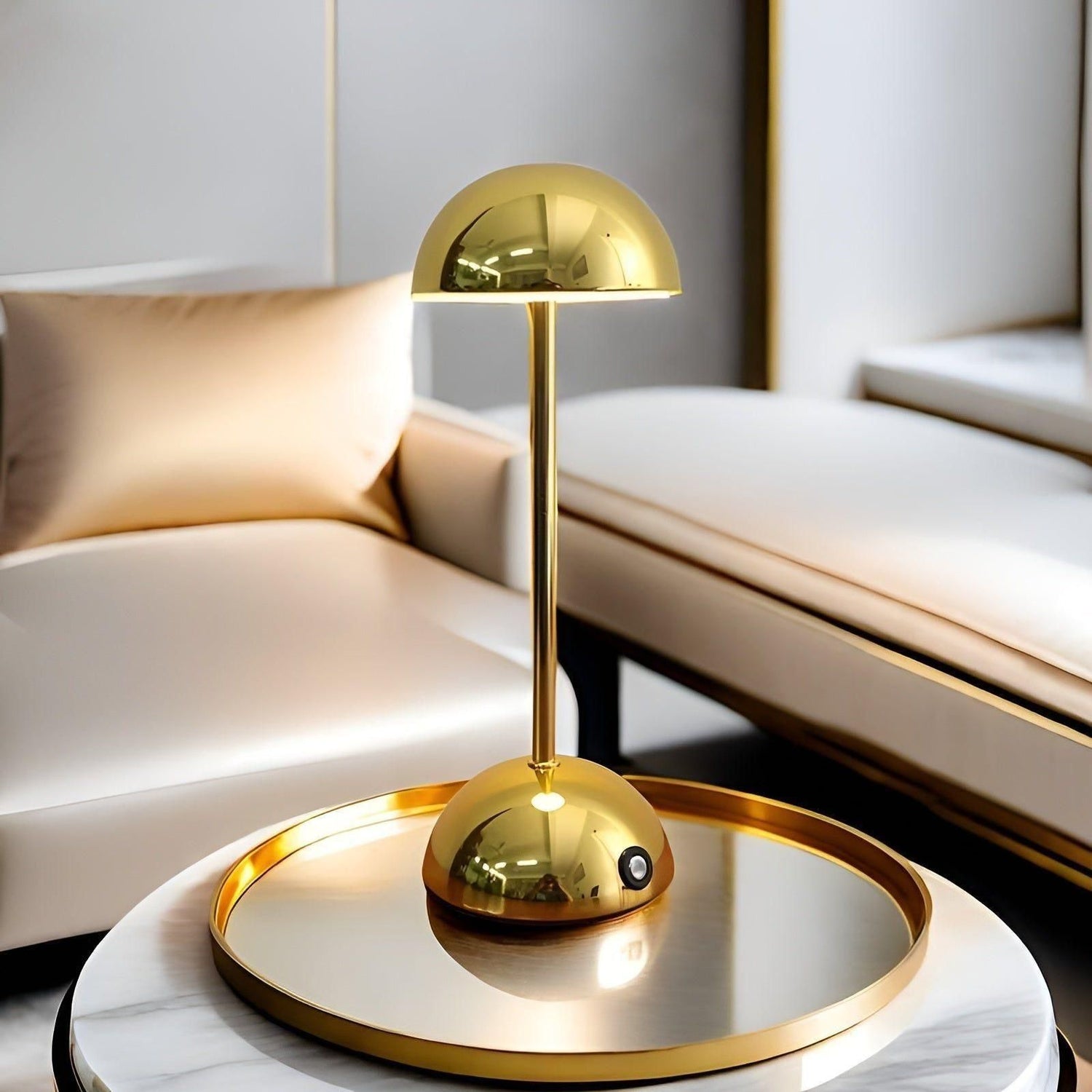 ShineMushroom Lampa - Polerat Metall Touch Control Dimbar Svamp Lampa