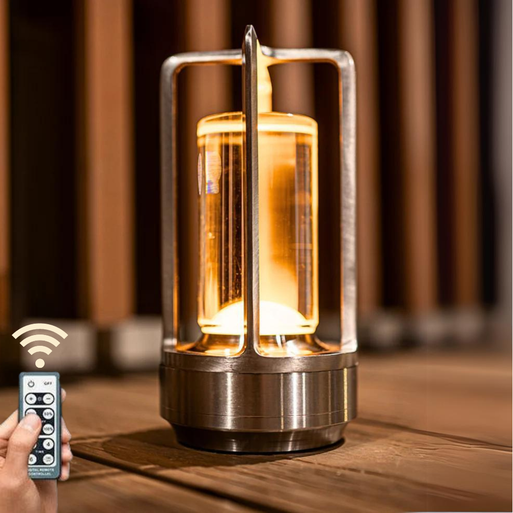 RoyaleGlow Trådlös Kristall Lampa – Nutida & Modern Bord Accent