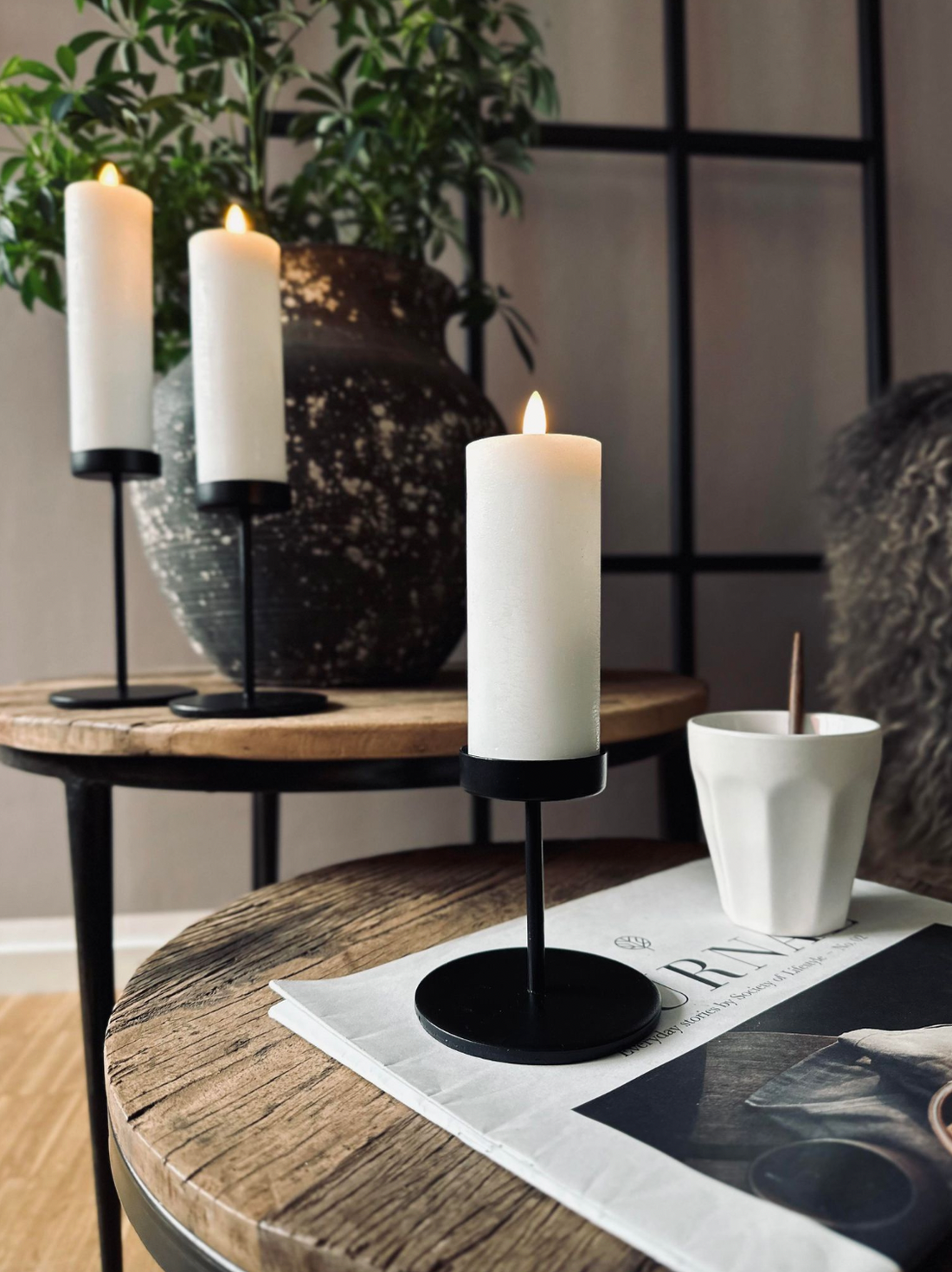 Ljustställningar Set Svart Metall Pelar Ställ