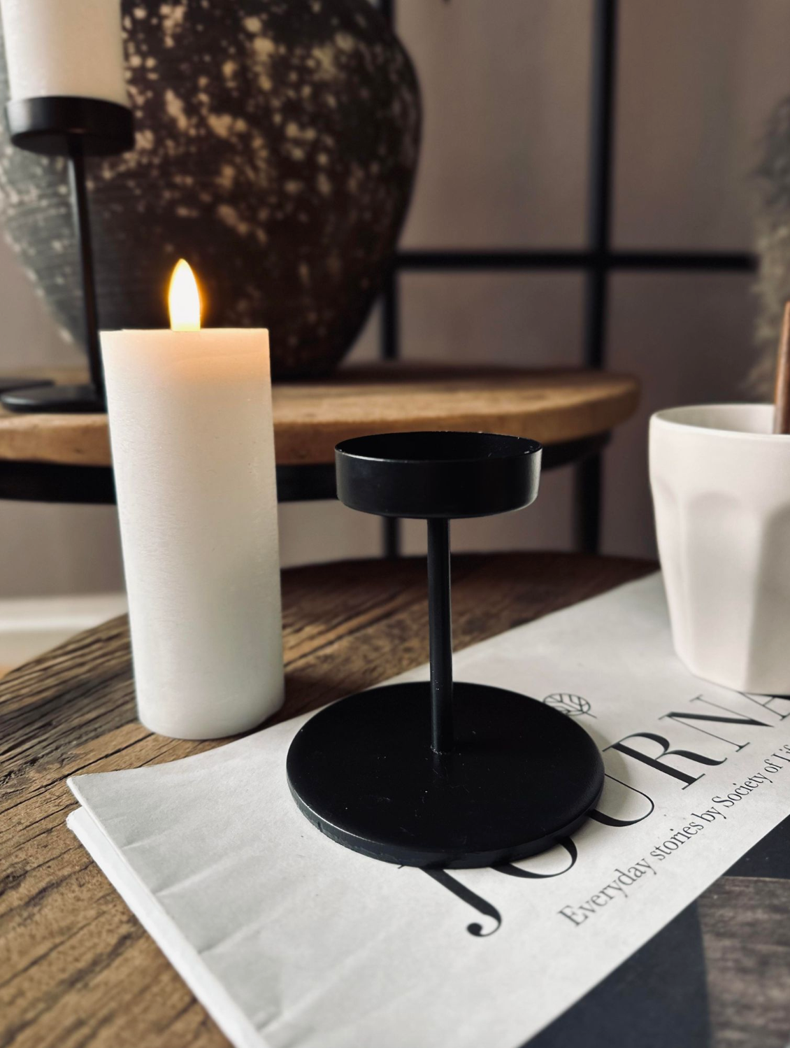 Ljustställningar Set Svart Metall Pelar Ställ