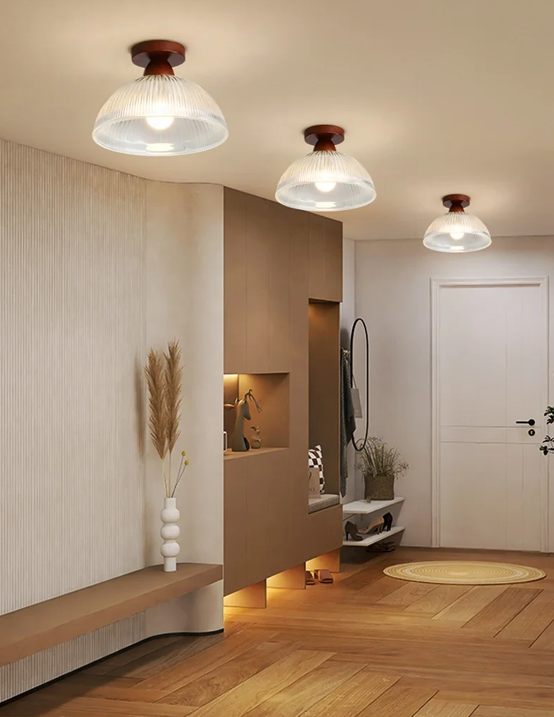 Massivträ och Glas Modern Taklampa