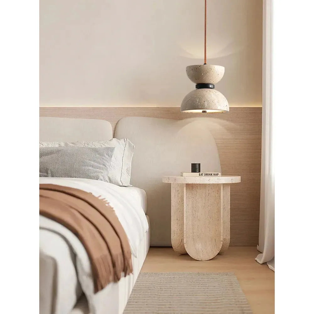 GlowZen Lampa - Rumsinredning Travertin LED Pendellampor - Wabi Sabi