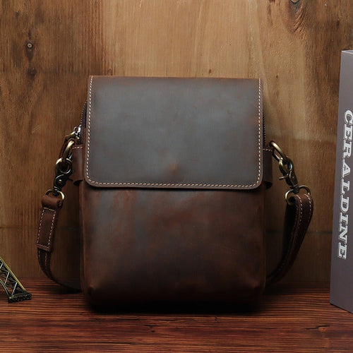 Herrars Crazy Horse Leather Crossbody Bag – Retro Cowhide Messenger Bag