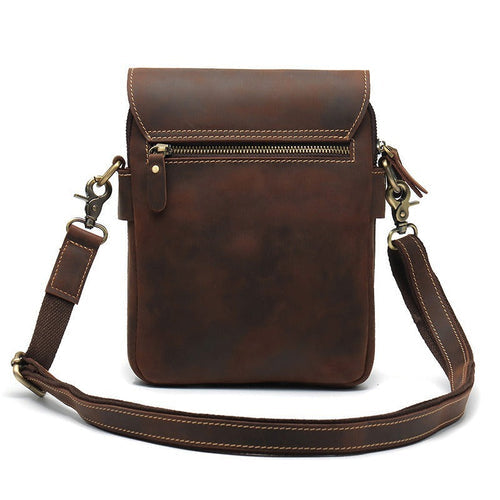 Herrars Crazy Horse Leather Crossbody Bag – Retro Cowhide Messenger Bag