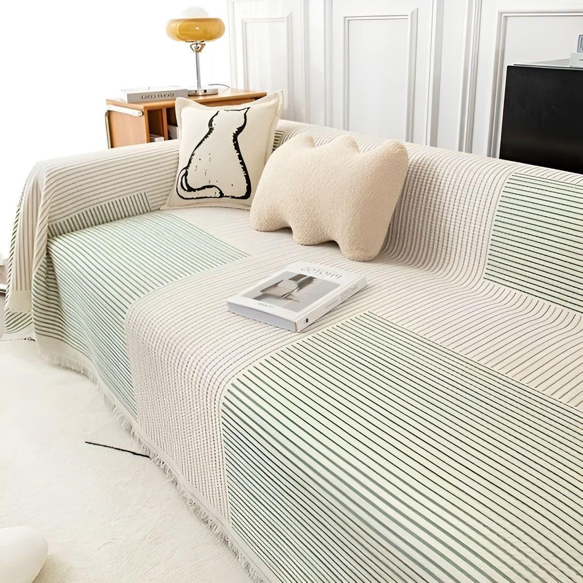 TasselNest Sofföverdrag - Skandinavisk Stil Geometriskt Sofföverdrag med Fransar