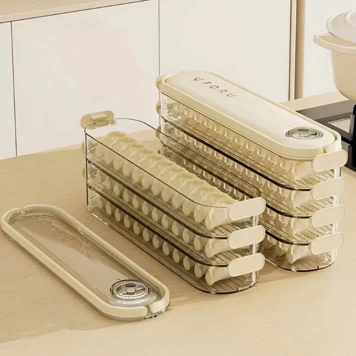 Staplingsbara fräscha behållare med fräschhållningsventil - Förvaringslösningar för livsmedel i kylskåpet - 4-pack