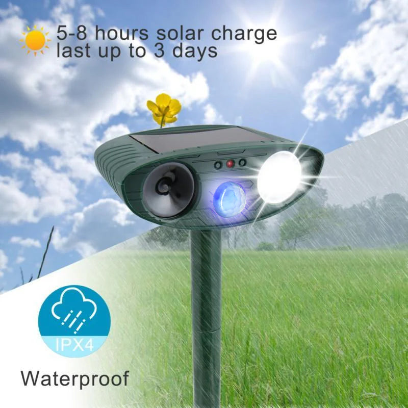 Royaleva Ultrasonic Kaninrepeller – Solenergidriven och Blinkande Ljus – Bli Av Med Kaniner