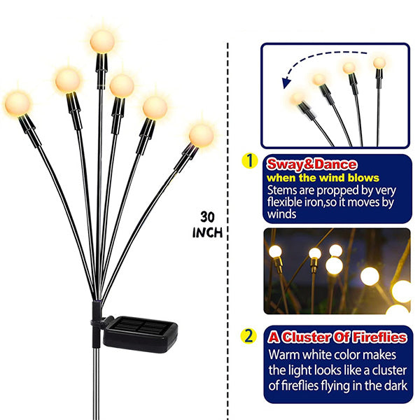 Solar trädgårdsbelysning - Starburst slingrande ljus, svänger i vinden