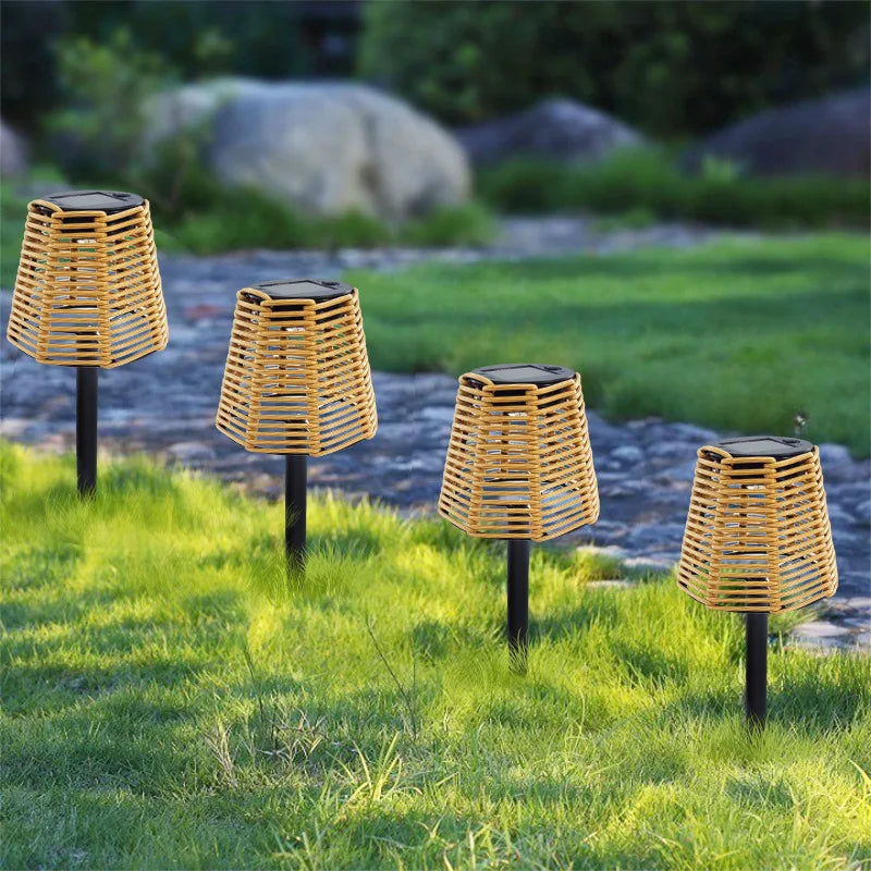 Carvallo LightLantern Solarlampa Rattanutseende | Väderbeständig IP65 | Varm LED-belysning | 36x11x10 cm