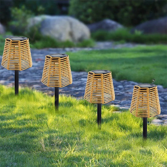 Carvallo LightLantern Solarlampa Rattanutseende | Väderbeständig IP65 | Varm LED-belysning | 36x11x10 cm