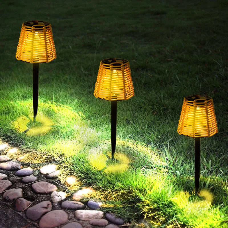 Carvallo LightLantern Solarlampa Rattanutseende | Väderbeständig IP65 | Varm LED-belysning | 36x11x10 cm