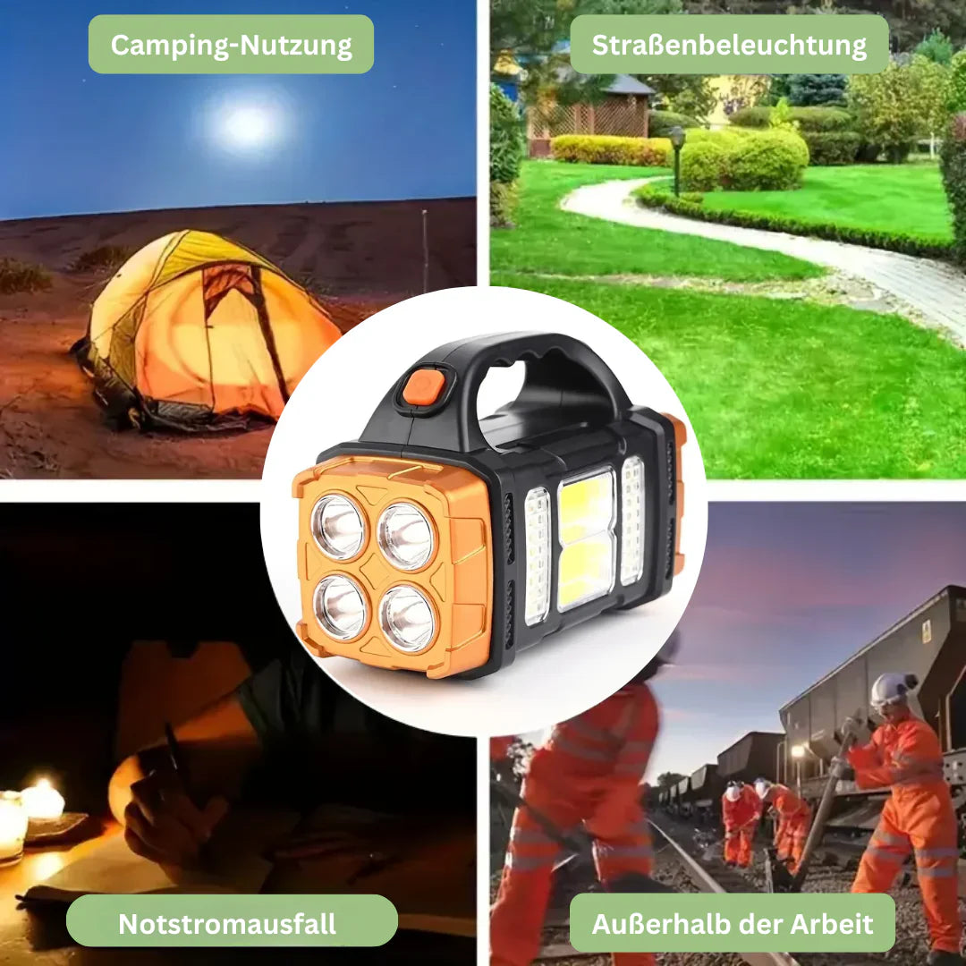 3-i-1 Nödlampa med USB-laddning och bärhandtag