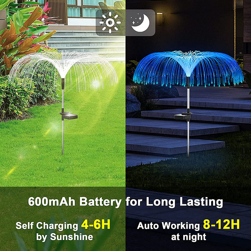 3 Paket Solfiberoptiska Lampor med Manetformad Design för Trädgården