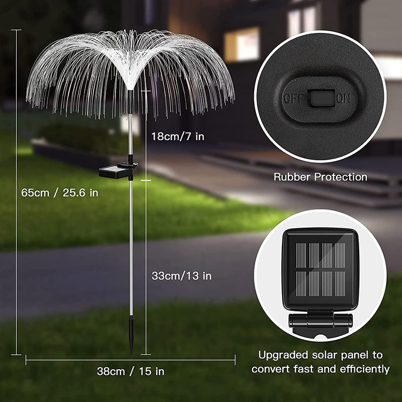 3 Paket Solfiberoptiska Lampor med Manetformad Design för Trädgården