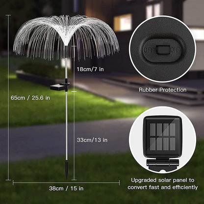 3 Paket Solfiberoptiska Lampor med Manetformad Design för Trädgården
