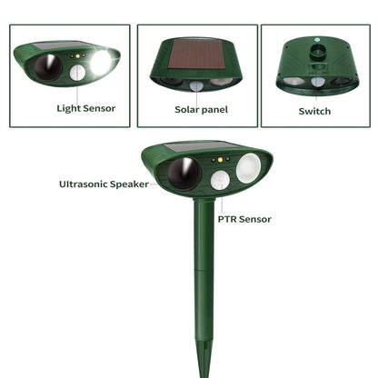 Royaleva Ultrasonic Kaninrepeller – Solenergidriven och Blinkande Ljus – Bli Av Med Kaniner