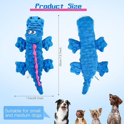 Pawellure Indestructible Squeaky Dog Toy – Tuff Krokodil Plush för Aggressiva Tuggar