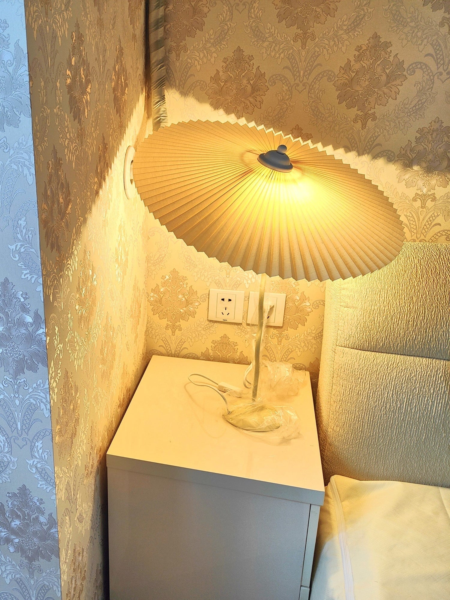 Plisserad Paraply Tyg Skärm Lampa