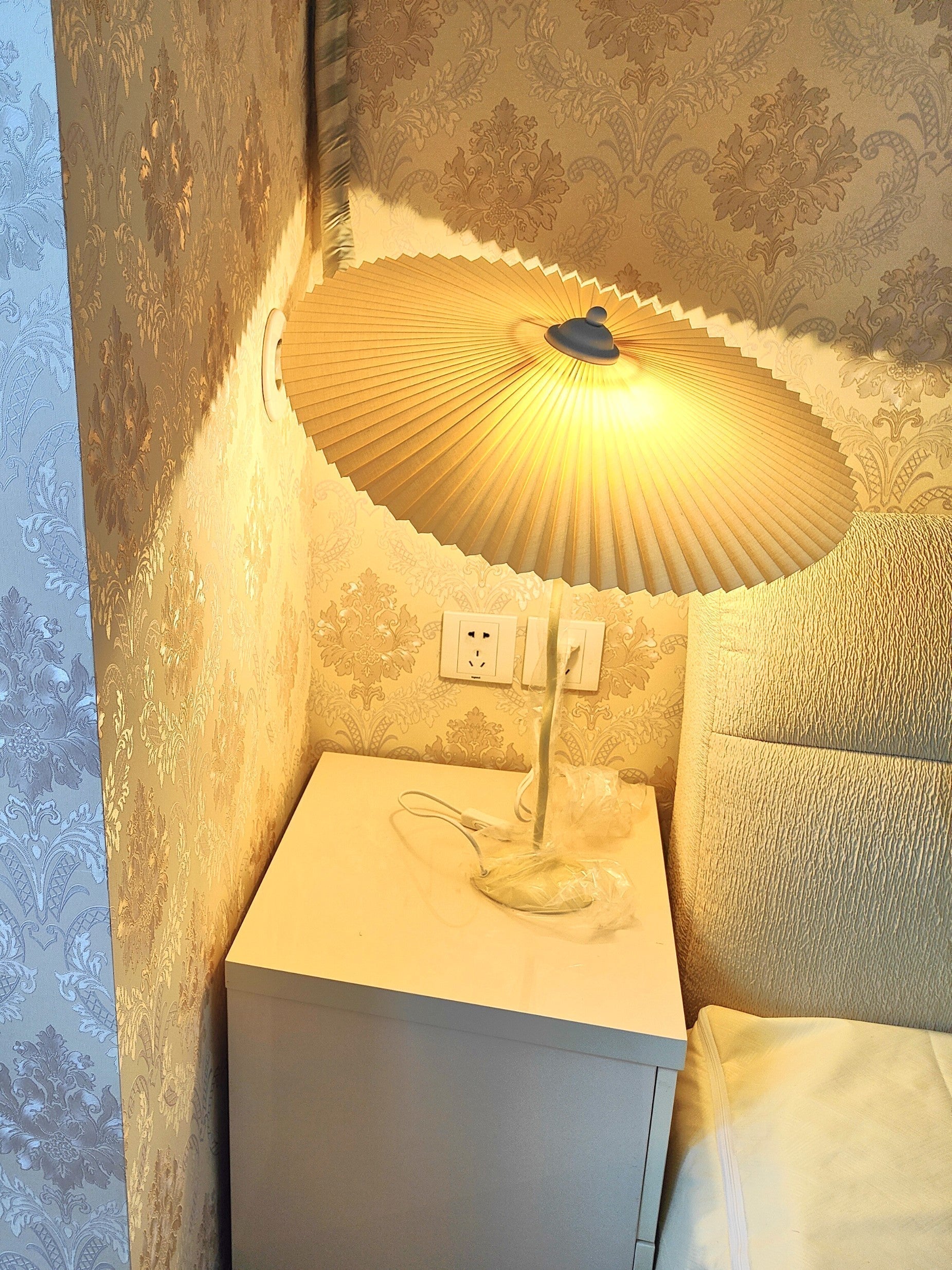 Plisserad Paraply Tyg Skärm Lampa