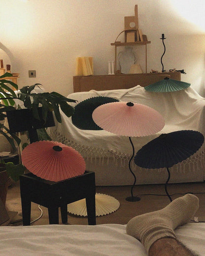 Plisserad Paraply Tyg Skärm Lampa