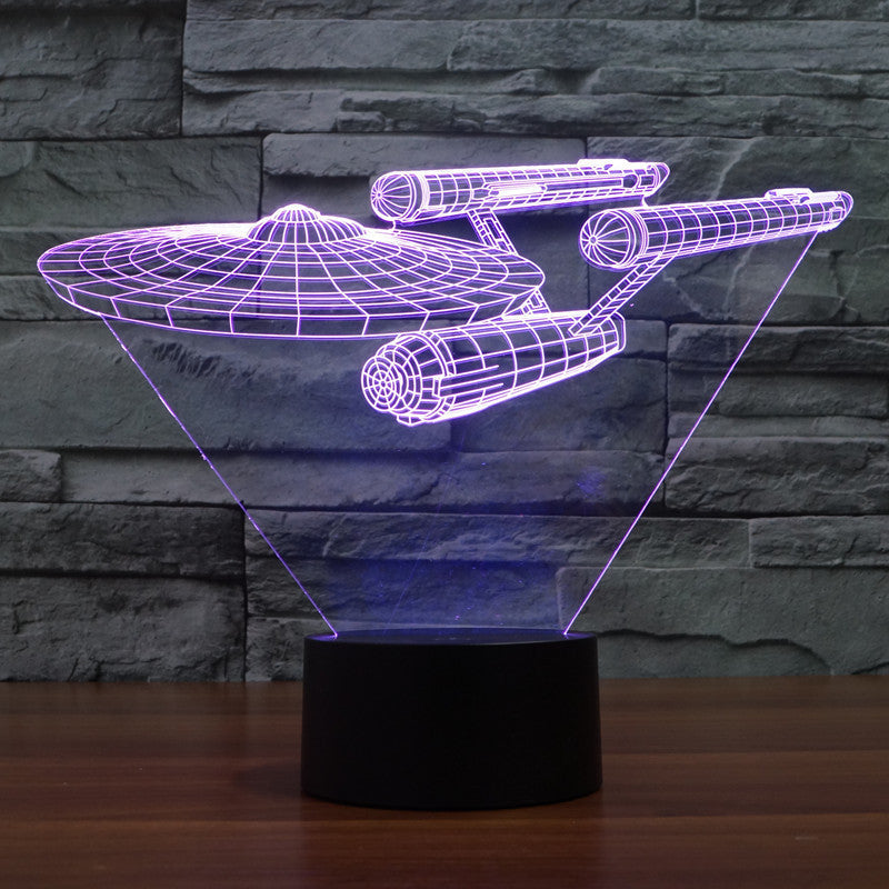 Carvallo Star Trek Illusionslampa | Svävande Enterprise | Flerfärgad LED-lampa | 20 cm Hög