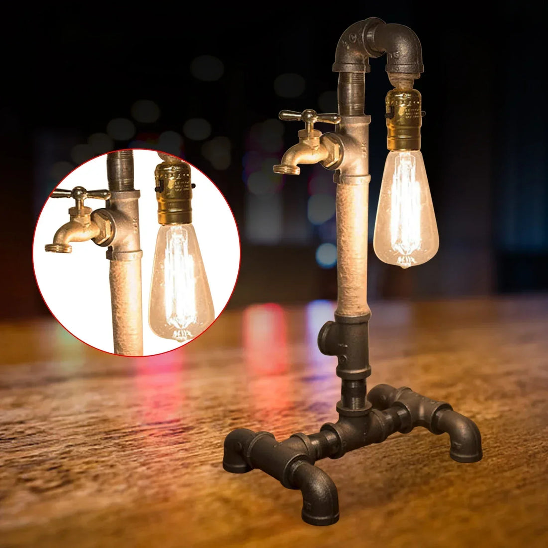 SteamLume - Steampunk Bordslampa med Industriell Vintage Design – Retro Dekorativ Belysning
