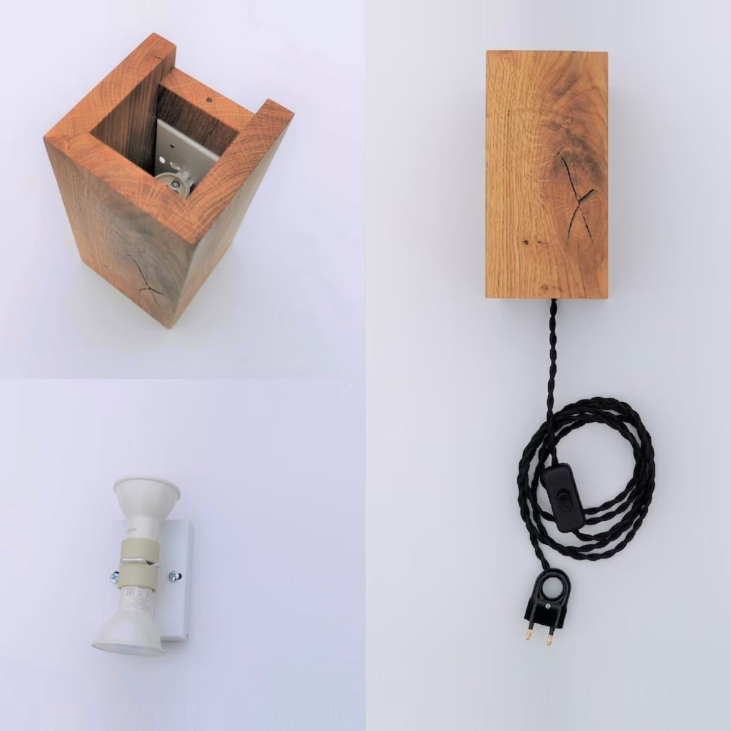 NordicGlow – Rustik Trä Vägglampa med LED Belysning för Vardagsrum och Sovrum