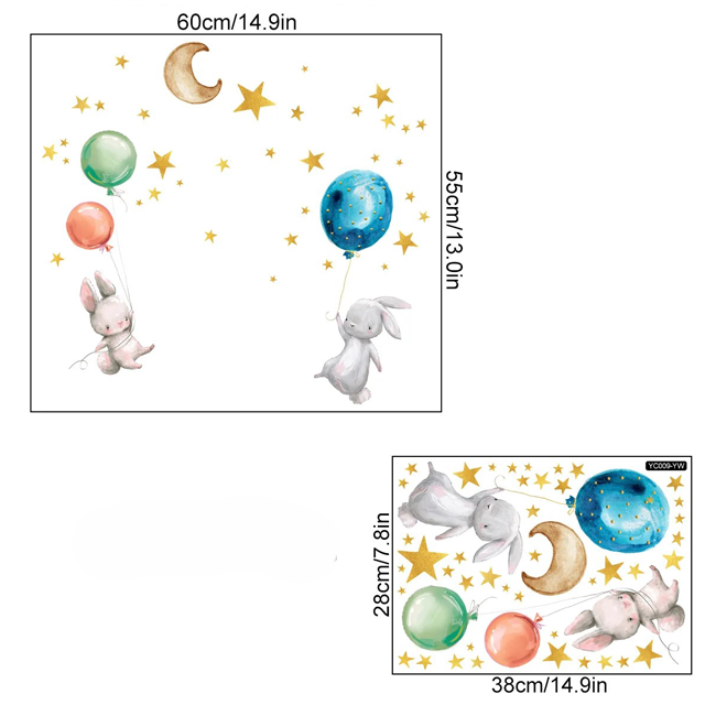 Väggkonst Lysande Elefant Barnrum Klistermärken