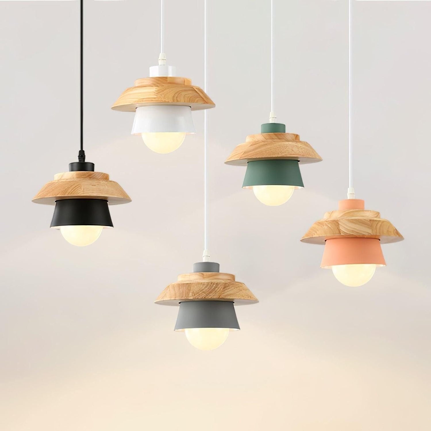 NordicMacaron Light - Modern Nordisk Trä Macaron Hängande Taklampa