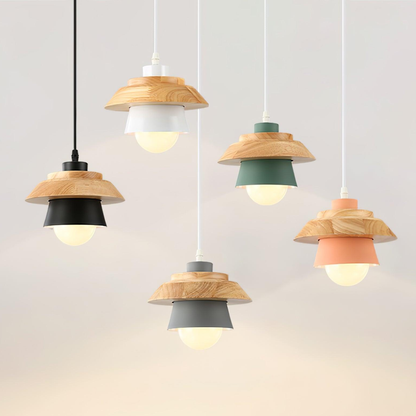 NordicMacaron Light - Modern Nordisk Trä Macaron Hängande Taklampa