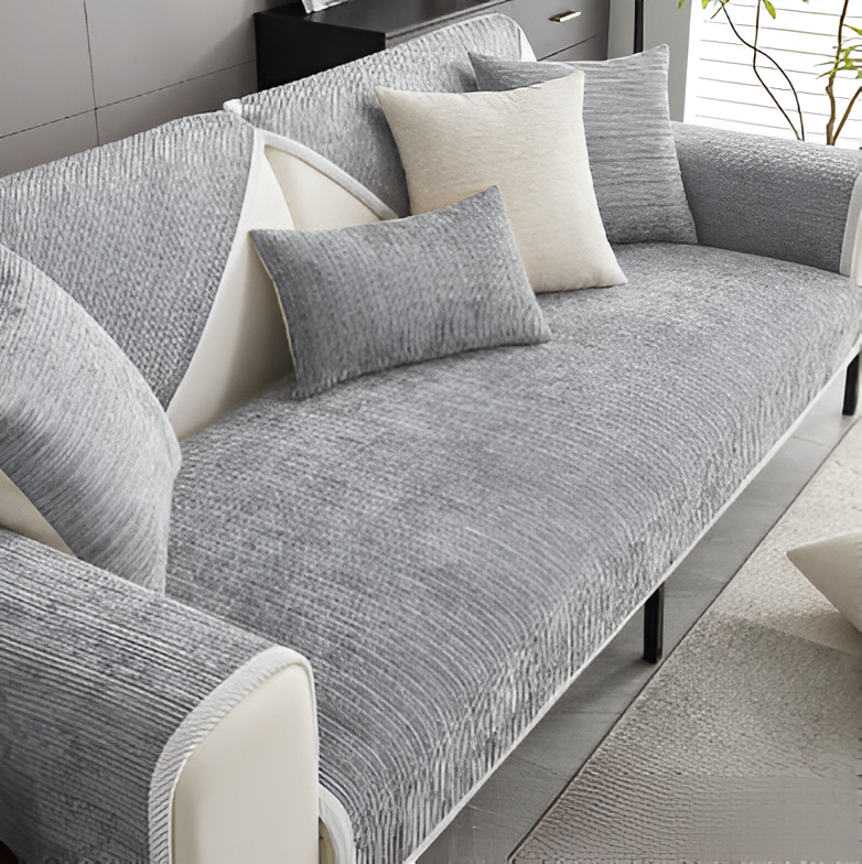 Randig Chenille Sofföverdrag – Elegant skydd & husdjursvänlig