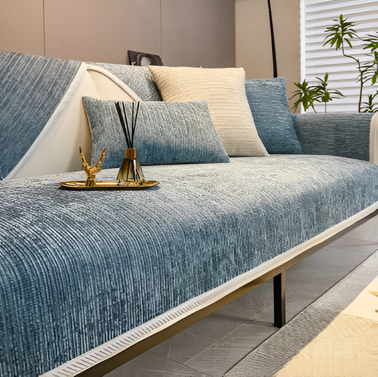 Randig Chenille Sofföverdrag – Elegant skydd &amp; husdjursvänlig