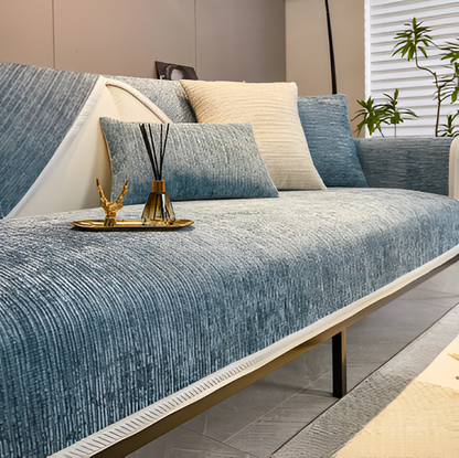 Randig Chenille Sofföverdrag – Elegant skydd &amp; husdjursvänlig